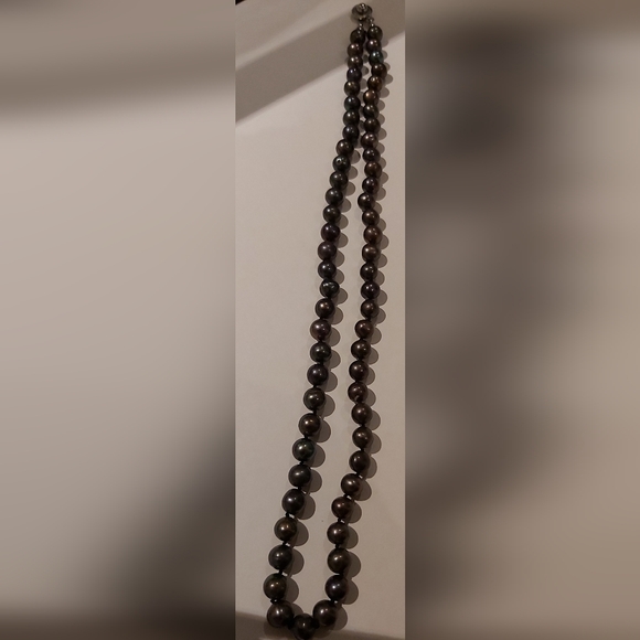 20" Genuine 7mm Round  Black Pearls NWOT - Picture 3 of 4